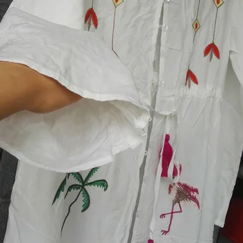 2021 Nové Vyšívať Bavlna Plážové Šaty Plávať oblek zakryť Saida de Praia Pareos Playa de Mujer Sarong Pláži zakryť kaftan