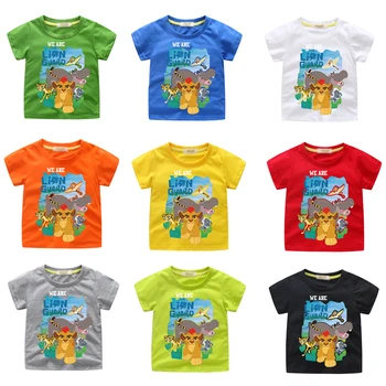 2021 Nový Kreslený film The Lion King Stráže Tlačiť T-shirts Krátke Sleeve Tee Top Girls Dieťa Bavlnené Oblečenie Baby Deti Letné Tričká
