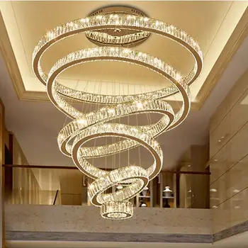 2021 NOVÝ Luxusný Moderný Luster Osvetlenie Diamantový Prsteň Veľké Schodisko Svetlo LED Crystal Lampa Domáce Dekorácie, Svietidlá
