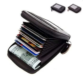 2021 Nový Vintage Originálne Kožené pánske Peňaženky, Kreditné Karty Držiteľ RFID Blokovanie Zips Peniaze Puzdro Kartu Chrániť Prípade Vrecku Peňaženku