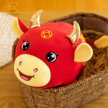 2021 Roztomilý Krava Šťastný Nový Rok Plyšové Mäkké Hračky, Mäkký Zvierat Bábiky Bull Festival Čínsky Šťastie Postavy Cartoon Požehnaný Dekor Dary