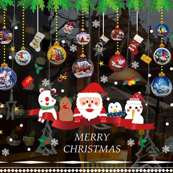 2021 Veselé Vianočné Samolepky na Stenu pre Domova Vianoce Snowflake Obtlačky pre Windows Sklenené Dlaždice DIY Umenia Nového Roka Domáce Dekorácie