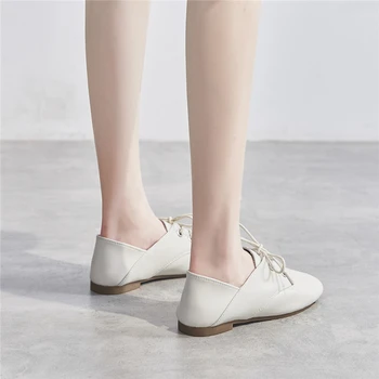2021 Ženy Značky Oxford Topánky Balerína Bytov Topánky Originálne Kožené Dámske Topánky Bežné Moccasins Čipky Mokasíny Biele Topánky