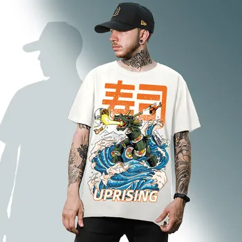 2021new Sushi Útok Protiútok Potravín Útok, Povstanie, Japonský Ulici Trend Pôvodným Hip Hop, Punk pánske tričko Krátky Rukáv