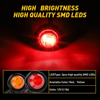 20Pcs 12V Nákladných Prívesov Vyzdvihnutie LED Bočné Obrysové Svetlo Ukazovatele Lampy, Červená a Žltá