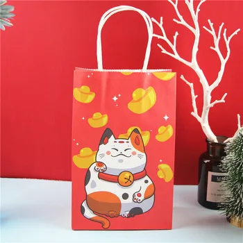 20PCS Módne papierové darčekové tašky s rukoväť/nákupné tašky/Nový Rok Červená balenie vrece/Vynikajúcu kvalitu 22X13.5X7.8 cm