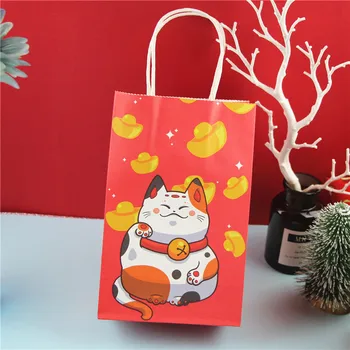 20PCS Módne papierové darčekové tašky s rukoväť/nákupné tašky/Nový Rok Červená balenie vrece/Vynikajúcu kvalitu 22X13.5X7.8 cm