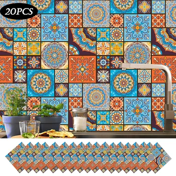 20Pcs/Set Retro Maroko Dlaždice, Stenové Nálepky DIY samolepiace Nepremokavé nástenná maľba Tapety pre Kuchyňu, Kúpeľňu