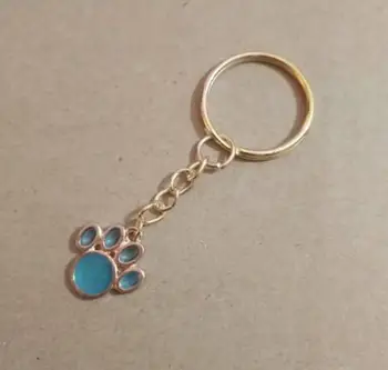 20pcs/veľa Drop Glazúra Modrá Mačka/Psa Packa keychain Cat ' s Paw Keychain Módne krúžok na Roztomilý keyring Ženy Tvorivé Šperky