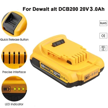 20V 3000mAh DCB200 Li-ion Nabíjateľnú Batériu / Nabíjačka Pre DEWALT DCB203 DCB181 DCB182 DCB201 DCB201-2 DCB205-2 L50 powertool