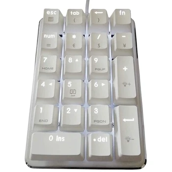 21 Kľúče, Biele Podsvietenie Mechanické Numerická Klávesnica Num s Cherry Blue Prepínače pre Notebook Desktop PC
