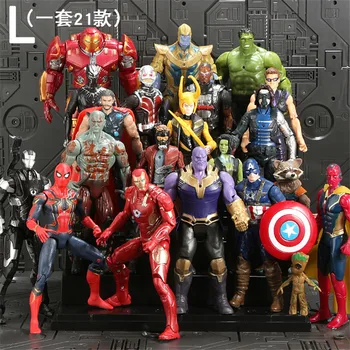 21Pcs/Set SaleMarvel Avengers Obrázok Super Heroes SpiderMan Black Panther Hulk Kapitán Amerika, Thor Iron Man PVC Akcie Obrázok