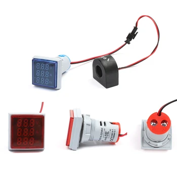 22 mm Digitálny 3in1 Napätie AC Indikátor Ammeter Voltmeter Hz Prúd LED Meter Tester Signálne Svetlá AC 60-500V farebné frekvencia