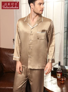 22 Momme originálne hodvábne pyžamo sady Mužov eleganciu Dlhý rukáv kvalitné oblečenie pre voľný čas Nový Muž ušľachtilý prírodný hodváb pijamas mužov