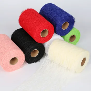22Meter 15 cm Slonovinová Farba Tull Roll Cievka Čipky Textílie DIY Organza Pre Tutu Sukne Stoličky Čela Tabuľky Runner Svadobné Dekorácie