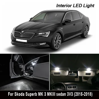 23Pcs špz lampa LED Žiarovka Interiéru Mapu Dome Light Kit Pre-2018 Škoda Superb MK 3 MKIII Sedan 3V3