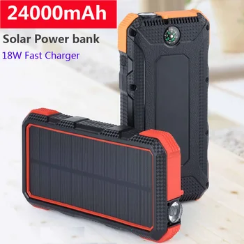 24000mAh Solárnej Energie Banka Pre Xiao iPhone Huawei Typ C PD Rýchle Nabíjanie +Rýchle Nabíjanie USB 3.0 Powerbank Externé Batérie