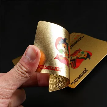 24K Zlatom, Hranie Kariet Poker Hry Palube Zlatej Fólie Poker Nastaviť Plastovú Kartu, Vodotesná Karty Magic
