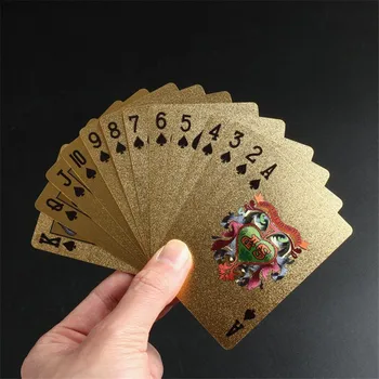 24K Zlatom, Hranie Kariet Poker Hry Palube Zlatej Fólie Poker Nastaviť Plastovú Kartu, Vodotesná Karty Magic