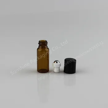 24pcs 3ml tenký valček Sklenených fliaš pre esenciálne oleje roll-on naplniteľné parfum fľašu dezodorant kontajnerov s čiernym viečkom