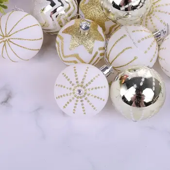 24Pcs biele zlato Zmiešané Vianočný Strom Decor Gule Xmas Party Visí Loptu