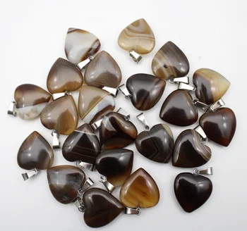 24pcs prírodný kameň modrý pruh onyx agates zmiešané 20 mm srdce prívesky pre kutilov, šperky, takže náhrdelník s príveskom, Príslušenstvo