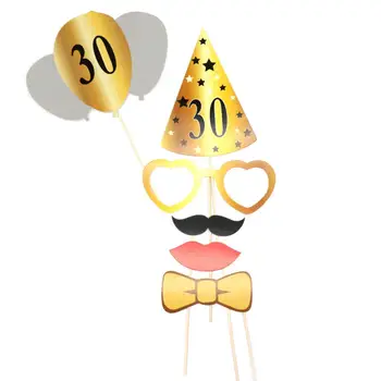 24pcs/súbor Zlaté Papiera Maska Party Foto Rekvizity 30/50/60 Happy Birthday Party Dekorácie Dospelých Svadobné Bachelorette Party Dodanie