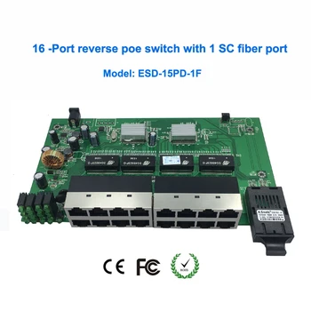 24V poe16-Port na zadnej strane poe ethernet switch s 1 sc fiber port PCB dosky