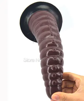 25*5.2 cm Veľké hračky silikónový análny plug sacie sexuálne hračky, šitie farba hnedá čierna obrovský penis dospelých masturbator heliciform dick