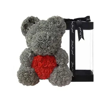 25 CM Ruže Kvet Medveď Umelý Kvet Valentines Day Darčeky Nádherné letné dary pre svojho milenca, rodinou alebo priateľmi nepremokavé
