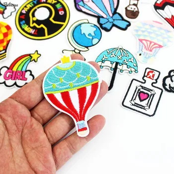 25pcs zmiešané Roztomilý Krásne Škvrny teplovzdušný balón rainbow handričkou Odznak žehlička na pre dievčatá, Deti T-shirt Nálepky DIY príslušenstvo