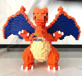 26 cm Vysoký 8665 Uprostred Tehly Blok Hračka Charizard Dragon Pocket Monster Zviera 3D Model DIY Blokov Budovy, Hračky pre Deti,