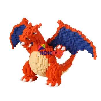 26 cm Vysoký 8665 Uprostred Tehly Blok Hračka Charizard Dragon Pocket Monster Zviera 3D Model DIY Blokov Budovy, Hračky pre Deti,