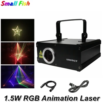 267 Vzory RGB 1.5 W DMX512 Čiaru Laser Scanner Fáze svetelný Efekt Laserový Projektor Svetlo DJ Tanečné Bar Party Disco Show Svetlá