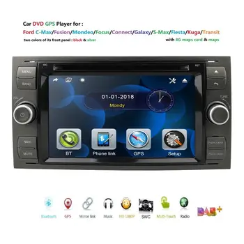 2din Auto autoradio Multimediálne DVD, GPS Hodí Ford C-Max/Pripojenie/Fiesta/Focus/Fusion/Galaxy/Kuga, S-Max/Tranzit/Mondeo usb dab+ rds