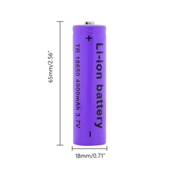 2ks Kvalitné TR-18650 4900mAh 3,7 V 18650 Lítiové Batérie Nabíjateľná Lítium iónová Batéria 66.6x18.4 mm Dimmision Pre Baterku