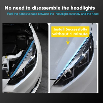 2ks LED DRL Auto Denných prevádzkových Svetlo Flexibilný Nepremokavé Pásy Auto Svetlomety, Biele Zase Signál, Žlté Brzdové Tok Osvetlenie 12V