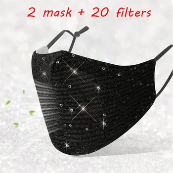 2ks Ochranná Maska 2020 Nové Pm2.5 Vonkajšie Úst Maska Umývateľný Znovu Použiť Masku Na Tvár Flitrami Ochrany Maska Priateľské Pleti Maska