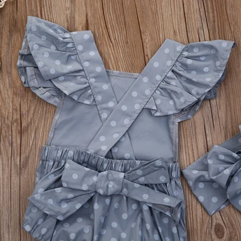 2ks/Set Polka Dot Novorodenca Dievčatá Šaty Butterfly Rukáv Romper Jumpsuit Sunsuit Oblečenie