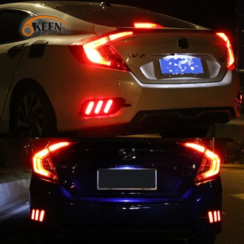 2Pc Na Honda Civic 10. 2016 2017 2018 2019 Auto LED Zadný Nárazník Reflektor Chvost svetlo Brzdové Svetlo Chvost Hmla Jazdy Beží na Čítanie