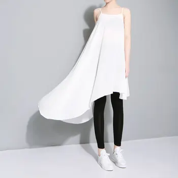 2v1 Black&White 2020 Nové Ženské Vintage Šaty Nepravidelný Šaty Jednotlivých Šitie Rukávov Vestu Lady Dlhé Šaty Sady