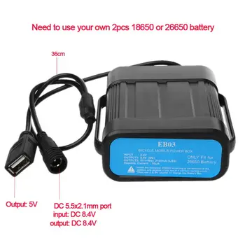 2X 18650 26650 8.4 V Nabíjateľná Batéria Prípade Pack Vodotesný Kryt Batérie Úložný Box s DC/USB Nabíjačku na Bicykli Svetlomet