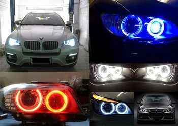2x 20W H8 biela/modrá/červená LED Angel Eye Halo Krúžok Značku Žiarovky Žiadna Chyba na 1,3,5,6,7-series,X1,X5,X6,X3,Z4,E60,E70,E71,F01