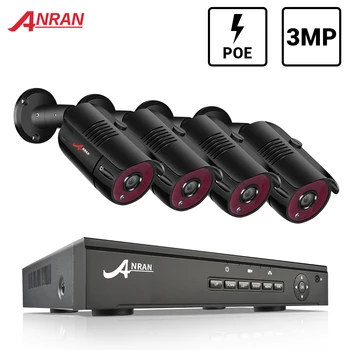 3.0 MP CCTV Kamera Security System Súpravy, POE Bezpečnostný kamerový Systém kamerový Auta Nepremokavé Vonkajšie Kamery IP66 ANRAN