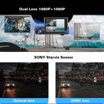 3.0 palcový dotykový displej Auto Dash Cam DVR s GPS, WIFI, Nočné Videnie, Duálny Objektív Dashcam pre zdieľané auto a taxi dash cam wifi gps