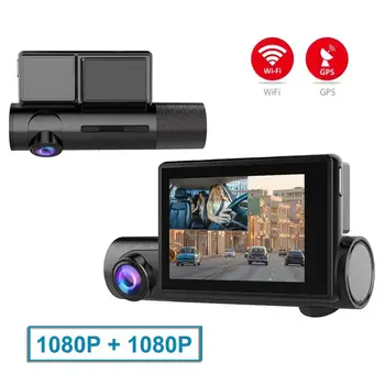 3.0 palcový dotykový displej Auto Dash Cam DVR s GPS, WIFI, Nočné Videnie, Duálny Objektív Dashcam pre zdieľané auto a taxi dash cam wifi gps