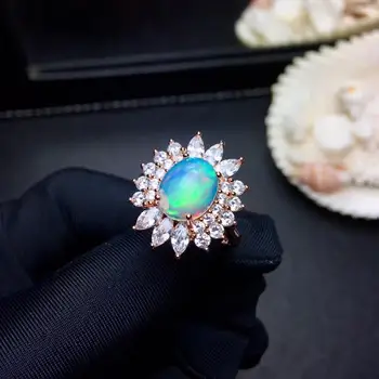 3.5 ct Prírodné opal žena krúžky zmeniť oheň farba tajomné 925 silver Luxusný štýl