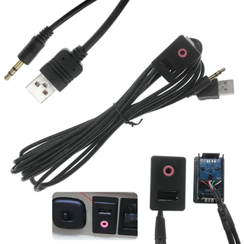 3,5 mm USB Port, AUX Viesť Montážny Kábel Adaptéra Audio do Áut Flush Mount Panel Rýchle