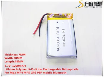 3,7 V 1200mAh 703048 Lithium Polymer Li-Po li ion Nabíjateľnú Batériu buniek Pre Mp3 MP4 MP5 GPS mobilné bluetooth