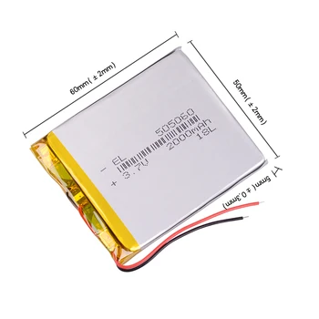 3,7 V 2000mAh 505060 Lithium Polymer Li-Po li ion Nabíjateľnú Batériu Lipo článkov Pre palubného telefónu Bluetooth reproduktor PDA GPS POS